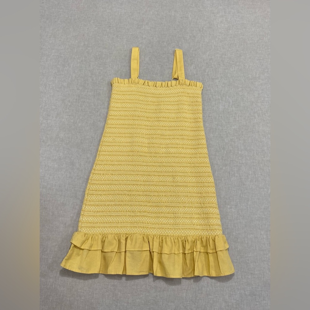 American Eagle Yellow Smocked Ruffle Mini Dress Sz M Sleeveless Bodycon